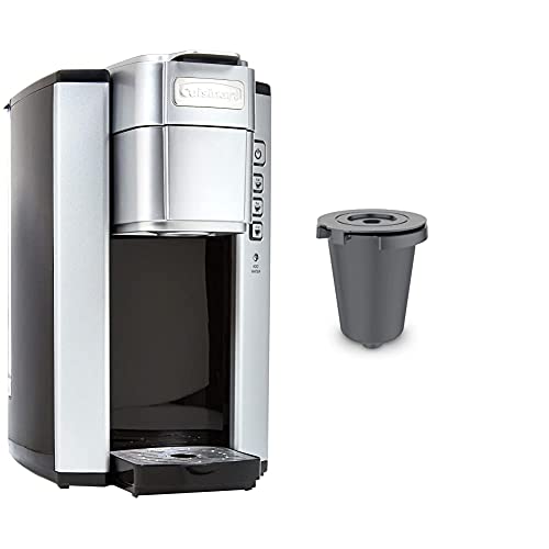 Cuisinart SS-5P1 Single Serve Brewer Coffemaker, 40 oz, Silver & HomeBarista Reusable Filter Cup, Gray