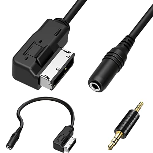 DKARDU AMI to 3.5mm Female Audio Cable for Mercedes for Benz, Music AUX MI Interface Adapter for Smartphones MP3 Tablet, 35cm/1FT, with 3.5mm Male to Male Adapter