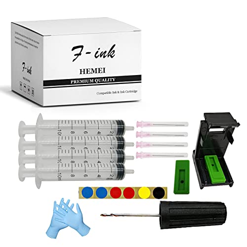 F-ink 6 in 1 Ink Refill Tools Compatible with Hp Inkjet Ink Cartridges 67XL 662XL 664XL 60XL 61XL 62XL 63XL 64XL 65XL 92XL 94XL 901XL 21XL 22XL 27XL 28XL 56XL 57XL 58XL 74XL 75XL 650XL 703XL 704XL