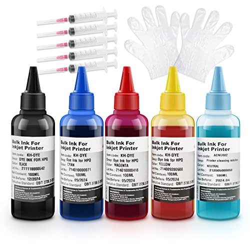 INK+ HP Refill Ink Kit 500ml + Cleaner Kit 100ml 950 951 932 933 60 61 952 902 901 62 63 21 22 920 940 934 564 Inkjet Printer Cartridges for Refillable Ink Cartridges