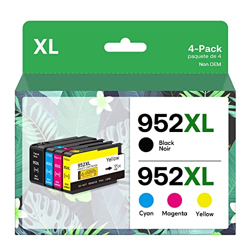952 XL Ink Cartridge Replacement for HP 952 Ink Cartridges Black Cyan Magenta Yellow (4-Pack), Compatible for OfficeJet Pro 8710 8720 7740 8210 8715 7720 8702 8725 8740 8730 8700 8200 Printer