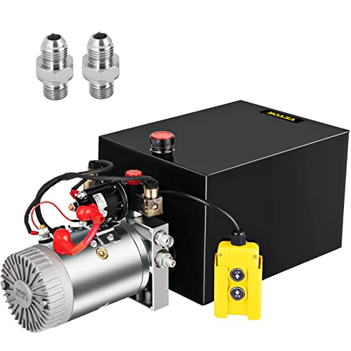 Mophorn 20 Quart Hydraulic Power Unit Double Acting Hydraulic Dump Trailer Pump (12V DC Double Action Powering Unit, SAE #6 Ports, 3200 PSI, 20 Quart Steel Reservoir)