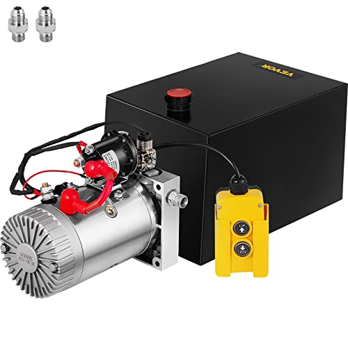 VEVOR Hydraulic Power Unit 12 Quart Hydraulic Pump 12V Dump Trailer Pump Single Acting Hydraulic Power Pack 3200 PSI Electric Hydraulic Pump with Steel Reservoir for Car Lift