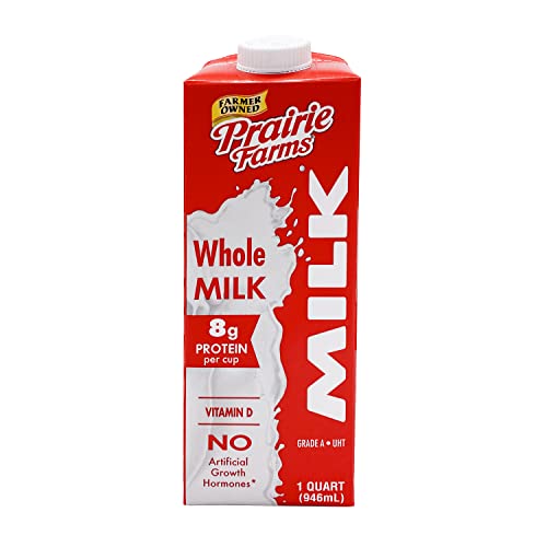 Prairie Farms - Shelf Stable Whole Milk - UHT Milk - Product of USA - 1 Quart (32 Fl. Oz) Boxed Milk - Whole Milk Vitamin D - Ultra Pasteurized Milk. Farmer Owned and Locally Produced Since 1938