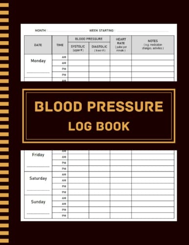 Blood Pressure Log Book: Record and Monitor Blood Pressure at Home, 8.5x11, 120 Pages