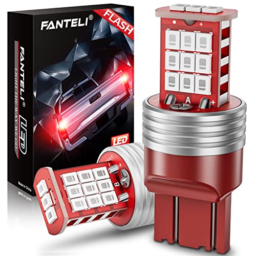 FANTELI 7443 LED Bulb Flashing Brake Lights, 300% Brighter 7440 7441 7444 7443R T20 W21W Plug and Play Strobe Blinking LED Stop Tail Lights, Brilliant Red