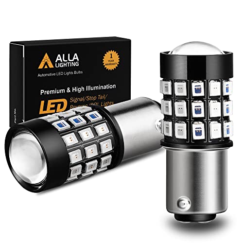 Alla Lighting BAY15D 2057 1157 LED Strobe Brake Lights Bulbs, Pure Red 7528 1154 3496 Flashing Stop Lamps Dual Filament 12V for Cars, Trucks, Motorcycles, Trailers