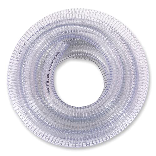 DAVCO 1-1/4" ID x 3 ft PVC Reinforced Tubing With Spiral Steel Wire, High Pressure Flexible Vinyl Hose Heavy Duty Clear Suction Tube,Non-Toxic, Vacuum Dust Collection Pipe
