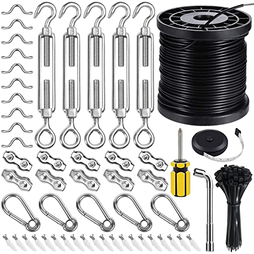 BLIKA Globe String Light Suspension Kit, Outdoor Light Guide Wire, 170FT Coated Stainless Steel 304 Wire Rope, String Light Hanging Kits, Light Hanging Kit