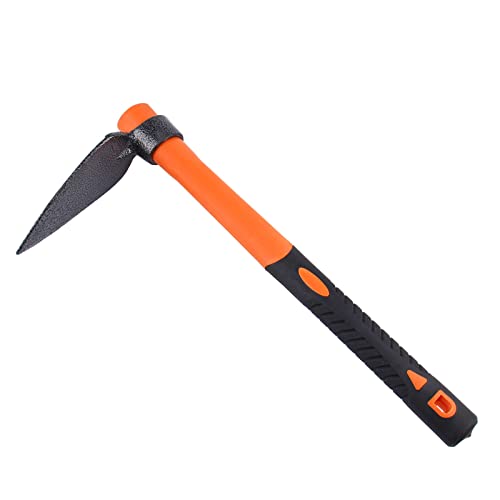 LUBAN Single Head Sharp Hoe with Heavy Duty Forged Adze and Ergonomic Non-Slip Handle for Loosening Soil, Seeding, Camping Outdoor 39mm/15-Inch
