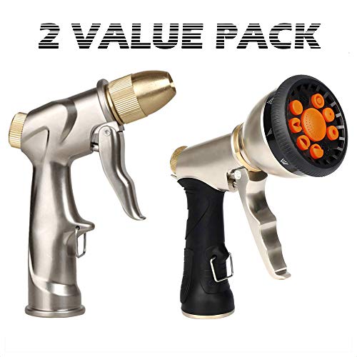 Montex Garden Hose Nozzle 2 Pack Heavy Duty Hose Sprayer, Garden Hose Nozzle Water Hose Nozzle 3/4" Brass Connector for Watering Plants & Lawn, Car Washing, Patio (Mixed)