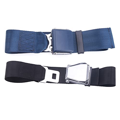 RASTP Adjustable Airplane Seat Belt Extender - FITS All Airlines (not Southwest) and for Only Southwest Airlines Plane(2 Pack)(Black&Blue)