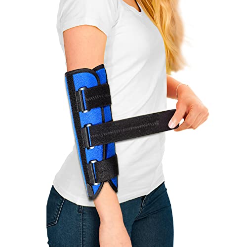 Elbow Brace,Elbow Splint for Cubital Tunnel Syndrome,Night Elbow Sleep Support with 3 Plastic Strips,For Ulnar Nerve, Tennis Elbow,Tendonitis,Fits for Men and Women, for Left and Right Arm - S/XL