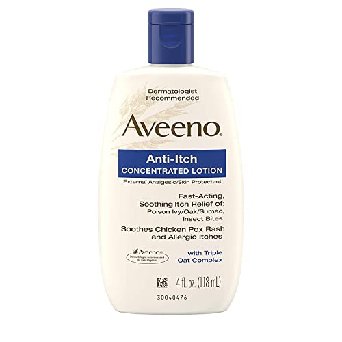 Aveeno Anti-Itch Concentrated Lotion with Triple Oat Complex, Skin Protectant for Fast-Acting Itch Relief from Poison Ivy, Insect Bites, Chicken Pox, and Allergic Itches, 4 fl.oz ( Pack of 2)
