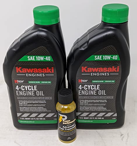 Kawasaki Pack of 2 99969-6296 SAE 10W-40 4-Cycle Engine Oil Quart and Fuel Treatment
