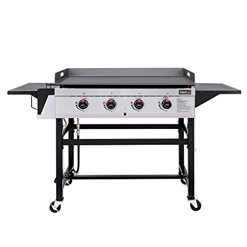 Royal Gourmet BBQ Propane Gas 36 Inch Grill Outdoor 4 Burner Flat Top Griddle Grills with Protect Cover, Camping Garden Backyard Cooking, Black, GB4003
