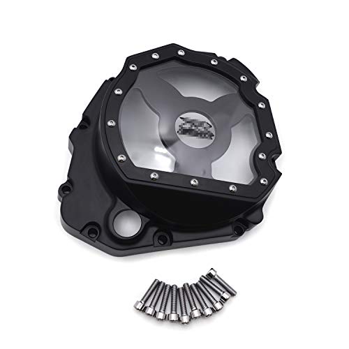 HTTMT- Black Glass See Through Engine Clutch Cover Protector Compatible with 2001-2005 GSXR 600 1000/2000-2005 GSX-R 750 Motorcycle [P/N: MT313-010A-BK]