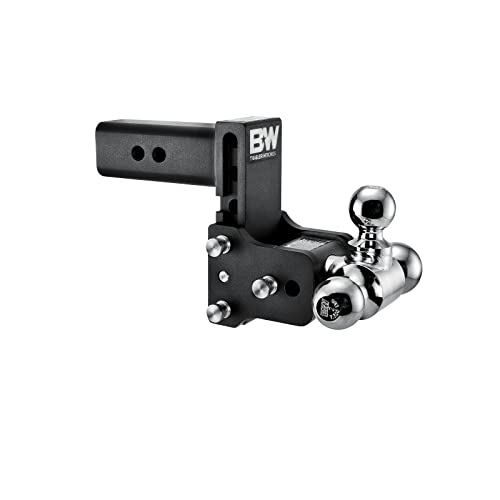 B&W Trailer Hitches Tow & Stow Adjustable Trailer Hitch Ball Mount - Fits 2.5" Receiver, Tri-Ball (1-7/8" x 2" x 2-5/16"), 5" Drop, 14,500 GTW - TS20048B