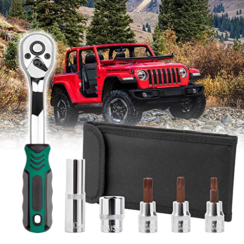 Drimfly Wrangler Torx Tool Kit for Soft Top Hard Top Door Install Removal for Jeep Wrangler TJ JK JL & Gladiator Rubicon Sahara Unlimited Replacement for 82214166AB 68361574AB