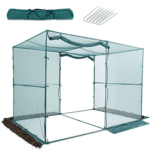 GROWNEER 6.5 x 10 Feet Crop Cage Plant Protection Tent with 6 Ground Staples, Storage Bag, Steel Tubes, Connectors, Suitable for Garden, Yard, Lawn