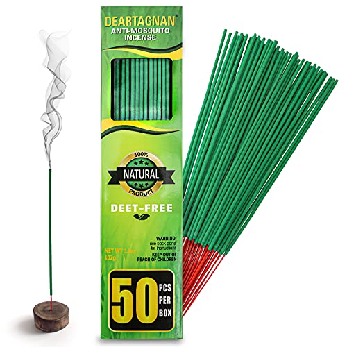 Mosquito Repellent Incense Sticks 50 Pieces per Box, Repellent for Patio/Natural Ingredients Citronella Oil/Lemongrass Oil/Made with Natural Based Essential - DEET Free - Mosquito Repellent Outdoor