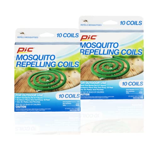 PIC Mosquito Repelling Coils, 10 Count Box, 2 Pack - Mosquito Repellent for Outdoor Spaces - 20 Coils Total