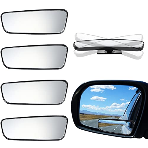 4 Pieces Blind Spot Mirror for Car Rear View Mirror Wide Angle Mirror HD Glass Convex Car Side Mirror Automotive Mirrors with Frame for Universal Car Truck SUV Accessories, Rectangular