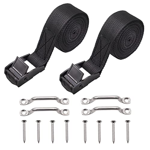 Ruibapa 1" x 4ft Battery Tie Down Strap kit with Stainless Steel Cam Buckle, Stainless Steel Bracket and SS Screws for Boats, Luggage Belt, Cars P-030-4ft