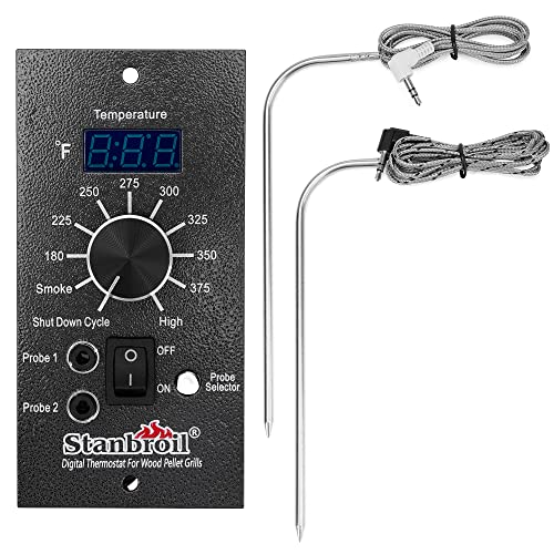 Stanbroil Controller Replacement for Traeger Pellet Grills, Upgraded Control Panel with 2 Pcs Meat Probes