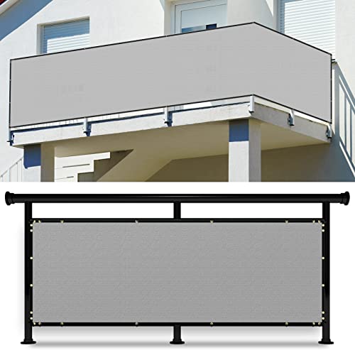 DOEWORKS 3x16FT Balcony Privacy Screen, Deck Shield Fence for Apartment, Backyard, Patio,Grey