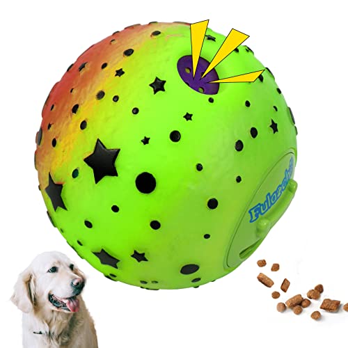 Dog Treat Balls Giggle Ball Wobble Wag Dog Balls, Interactive Dog Toys Wiggle Waggle Ball Adjustable Leaking Holes, Durable Slow Feeder Dog Puzzle Toy for Large Medium Small Breeds Dogs, Star 5.3in