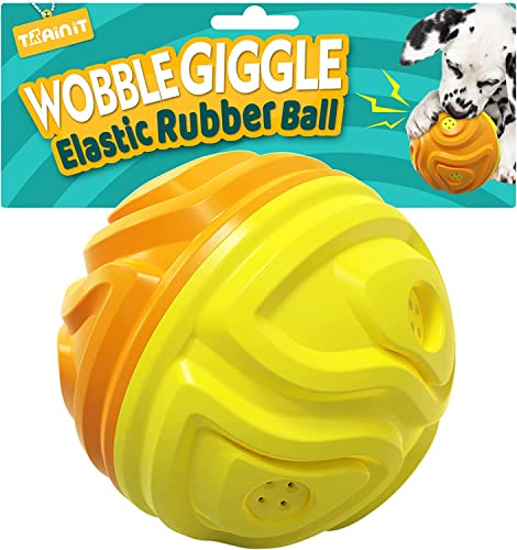 Alrexcanol Wobble Wag Giggle Ball, Interactive Dog Toy  Squeaky Dog Ball, Chew Toothbrush Toy for Small/Medium Breed