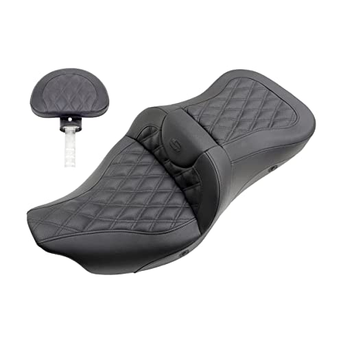 Saddlemen Road Sofa Heated Seat With Backrest For 08-20 HARLEY FLHX2 (Lattice Stitched)