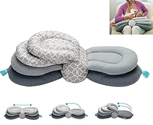 Multi-Function Breastfeeding Pillow Maternity Nursing Pillow- with Multiple Angle-Altering Layers Make Your Breastfeeding Easier, Gray