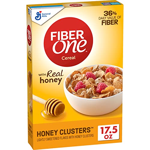 Fiber One Breakfast Cereal, Honey Clusters, High Fiber, Whole Grains, 17.5 Ounce (Pack of 1)