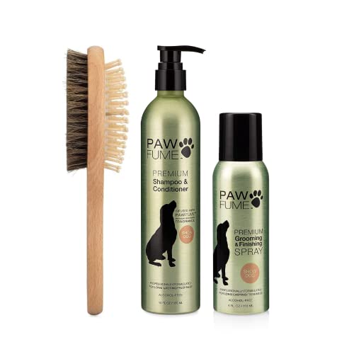 PAWFUME 2-in-1 Pet Brush + Grooming Spray (Show Dog) + Dog Shampoo and Conditioner (Show Dog)