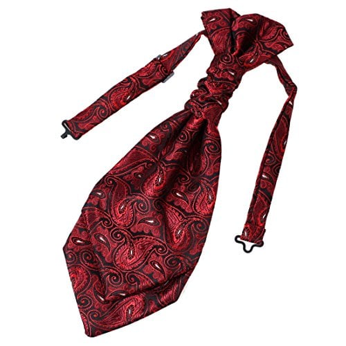 Epoint Cravat Necktie For Wedding Tall Patterned Pre-Tied Cravat Tie Red Jacquard Silk ERB1B08D Dark Red,Black