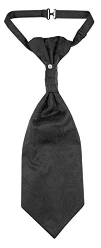 Vesuvio Napoli PreTied ASCOT Paisley Solid BLACK Color Cravat Men's Neck Tie