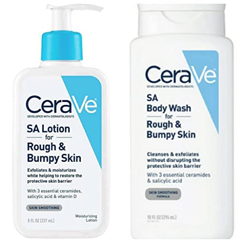 CeraVe SA Skin Care for Rough and Bumpy Skin Bundle - SA Body Wash (10 fl oz) and SA Moisturizing Lotion (8 fl oz) - Skin Smoothing Formula with Salicylic Acid