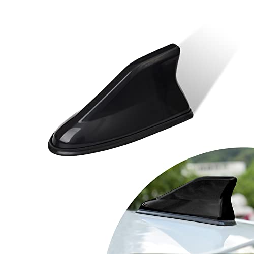 QODOLSI 1 PC Car Shark Fin Antenna Cover, AM FM Radio Signal Roof Aerial Adhesive Tape Base for Car SUV Truck Van (Black)