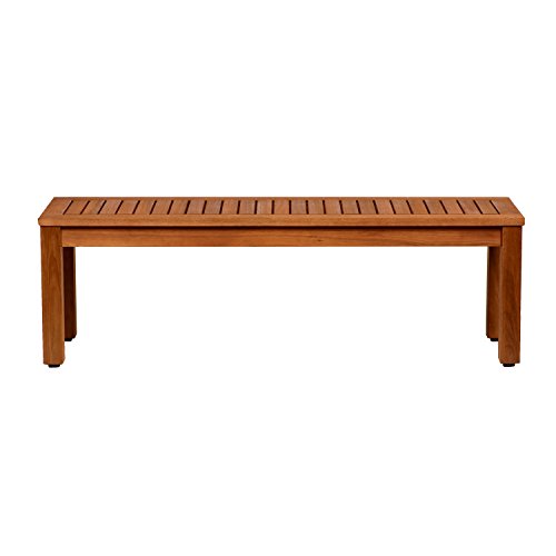 Amazonia Aster Backless Patio Bench | Eucalyptus Wood | Ideal for Outdoors and Indoors, 53", Brown