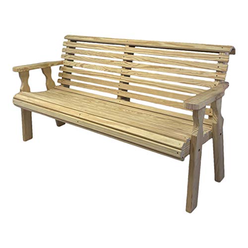 CAF Amish Heavy Duty 800 Lb Roll Back Pressure Treated Garden Bench (4 Foot, Unfinished)