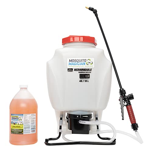 Mosquito Magician Battery Backpack Sprayer with 1 Gallon Natural Mosquito Killer & Repellent Concentrate