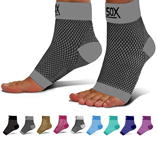 SB SOX Plantar Fasciitis Relief Socks (1 Pair) for Women & Men - Best Compression Sleeves for All Day Wear with Foot/Arch Support for Pain Relief (Gray, Large)