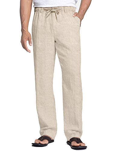 Coofandy Men's Straight, Khaki, Large