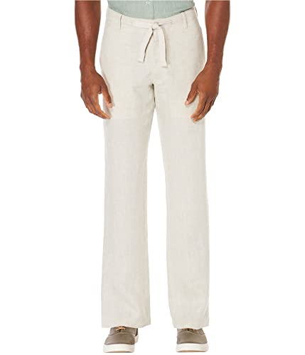 Perry Ellis mens Regular Fit 100% Linen Drawstring (Waist Size 29 - 54 Big & Tall) Casual Pants, Natural Linen, 34W x 32L US