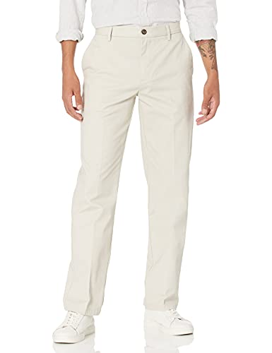 Amazon Essentials Men's Classic-Fit Wrinkle-Resistant Flat-Front Chino Pant (Available in Big & Tall), Stone, 35W x 30L