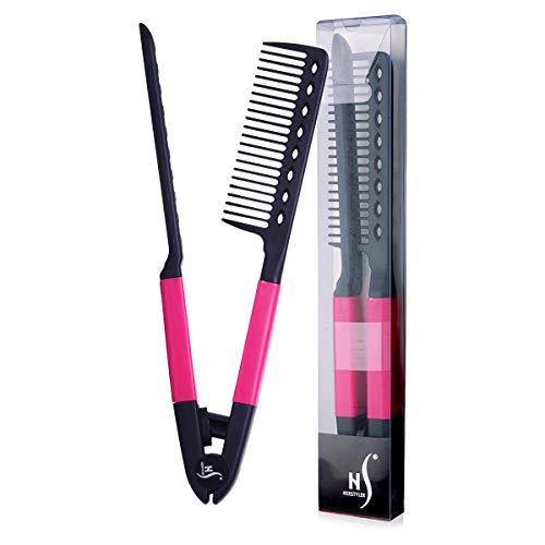 Herstyler Straightening Comb For Hair - Flat Iron Comb For Great Tresses Hair Straightener Comb With A Firm Grip - Straightener Comb For Knotty Hair - Styling Comb - Hair Comb for Straight Hair (Pink)