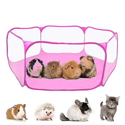 Rypet Guinea Pig Playpen - Breathable & Transparent Pet Playpen Pop Open Outdoor/Indoor Exercise Fence, Portable Yard Fence for Guinea Pig, Rabbits, Hamster, Chinchillas and Hedgehogs