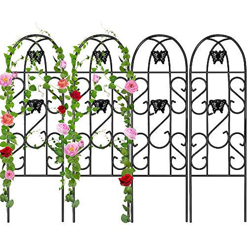 Amagabeli 4 Pack Garden Trellis for Climbing Plants 60" x 18" Rustproof Sturdy Black Iron Trellis for Potted Plant Support Butterfly Metal Trellis for Climbing Roses Vine Flower Cucumber GT02 ET0323